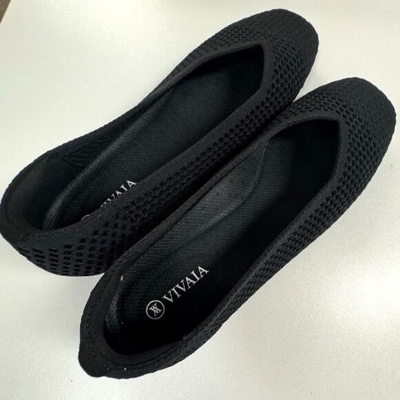 Vivaia Margo 2.0 Black Mesh Square Toe V-Cut Ballet Flat Comfort EU Size 38.5 - Picture 8 of 12